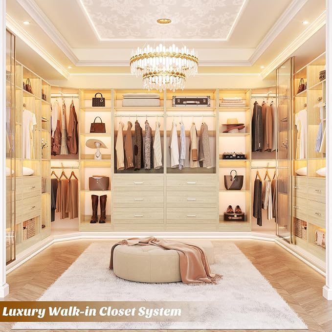 Corner Closet System with 3 Drawers, Corner Closet Organizer System with 13 - Image 2