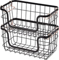 Amazon Basics Stackable Metal Wire Rectangular Storage Basket Set by AmazonBasics