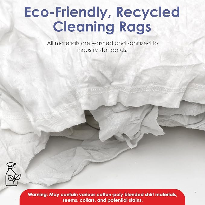 Huck & Terry White T-Shirt Bag of Rags, 100% Recycled Material, Cotton Blend - Image 3