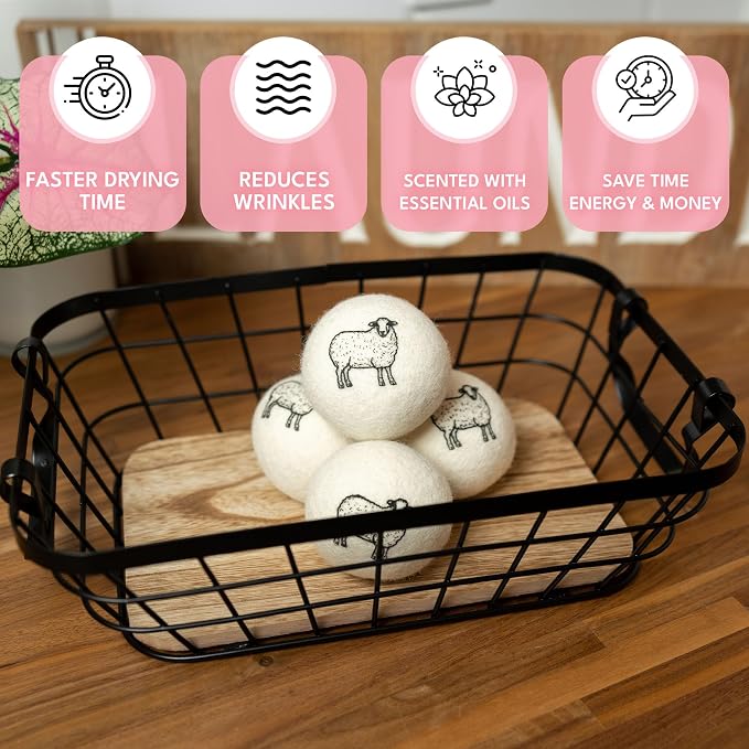 Lavender Scented Wool Dryer Balls – 4 XL Pack – Natural Fabric Softener - Image 4