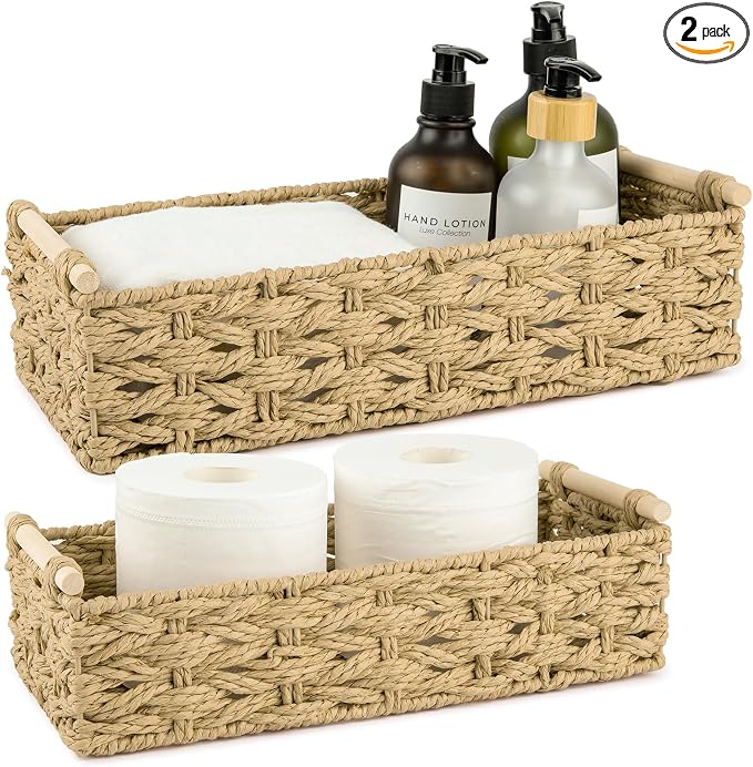 OIAHOMY Toilet Paper Baskets Handmade Paper Rope Decorative Wicker Storage Tank by MasterofSpaceOptimization