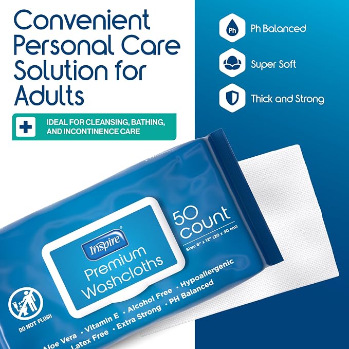 Inspire Adult Wet Wipes, Wash Cloths | Adult Wipes - Image 4