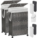 70L Slim Laundry Hamper with Lid & Wheels, 2-Park Rolling Laundry Basket with 4 by Hiagnete