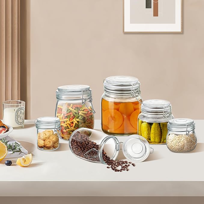 Glass Food Storage Jars with Airtight Lids 13 oz Round 4 Pack Kitchen Storage - Image 6