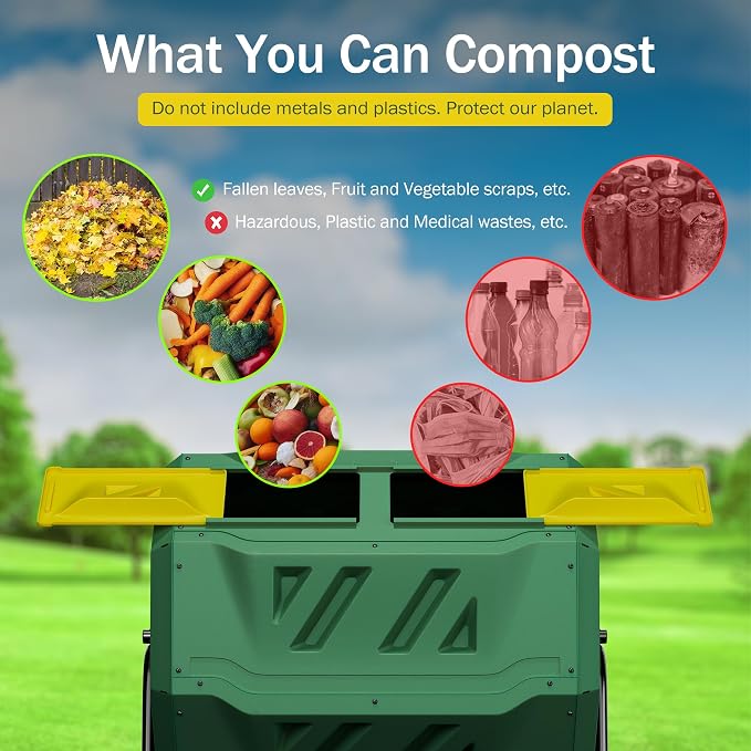 43 Gallon Outdoor Dual Chamber Tumbling Composter - Image 5