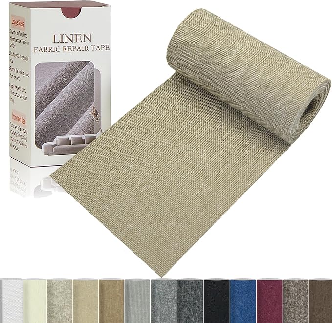 Linen Repair Tape 4x70 Inch Self-Adhesive Couch Patch Repair Fabric Patch by Givethingsanewlife