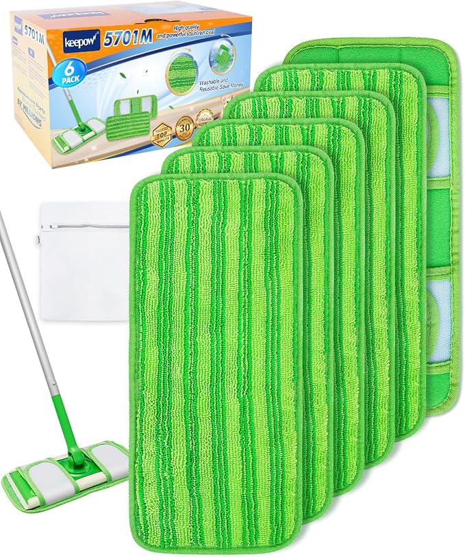 Keepow 6 Pack Reusable Mop Pads Refills Compatible by KEEPOW