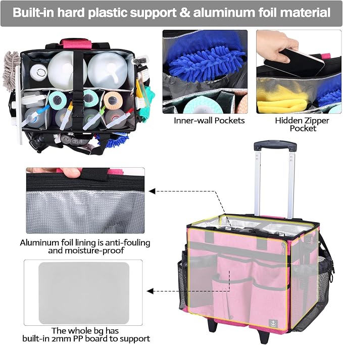 Extra Large Rolling Cleaning Caddy Bag - Image 4