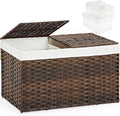 Storage Basket with Lid Rattan Woven Storage Baskets with 2 Separate Lids by SETVSON