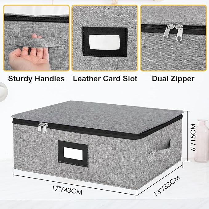 Coffee Mug Storage Box with Dividers, Durable China Storage Containers - Image 4