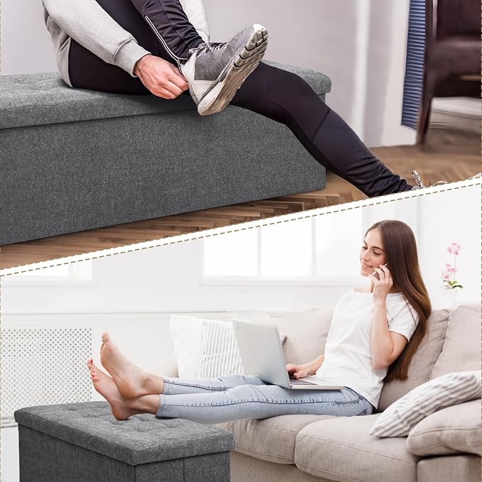 Athena Collection 43" Storage Ottoman Bench Folding Bench - Image 7