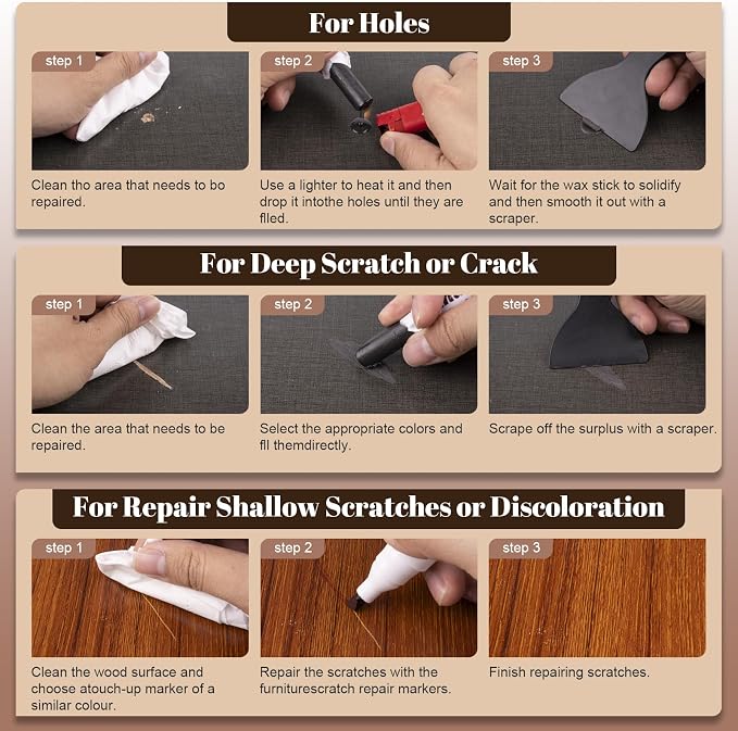 20 Colors Wood Filler Sticks Furniture Markers Touch up, Fill Putty Stick - Image 5