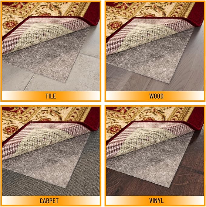 Ottomanson 3' x 11' Non-Slip Rug Pad Gripper 1/4 Inch Thick Dual Surface Felt + - Image 4