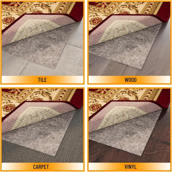 Ottomanson 8' x 11' Non-Slip Rug Pad Gripper 1/4 Inch Thick Dual Surface Felt + - Image 4
