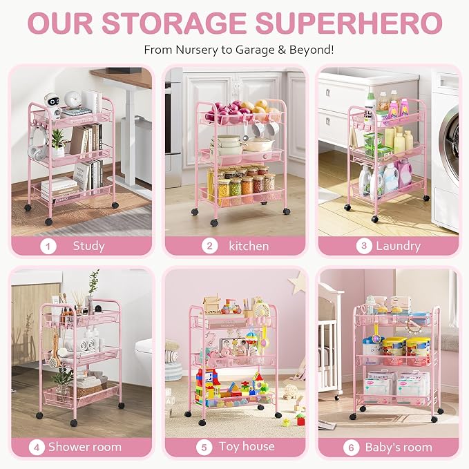 TOOLF 3 Tier Rolling Utility Cart - Image 5