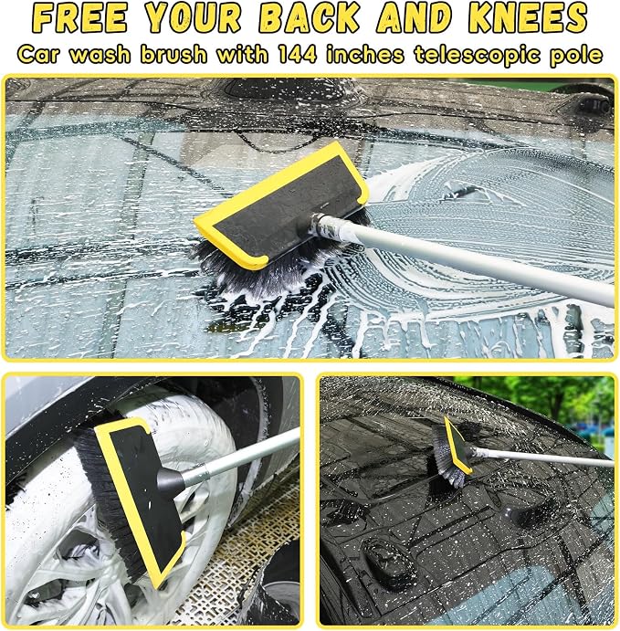 144'' Long Extendable Handle Car RV Wash Brush Kits - Image 6