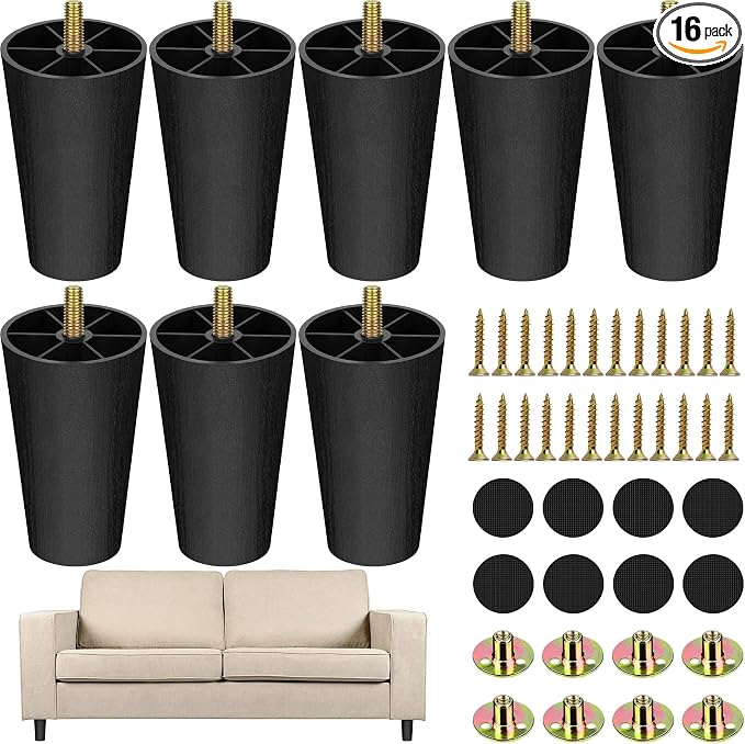TURSTIN 16 Pack 4 Inch Plastic Furniture Legs by TURSTIN