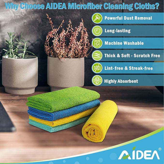 AIDEA Microfiber Cleaning Cloth 100PK, Soft Absorbent Rags, Microfiber Towels - Image 2
