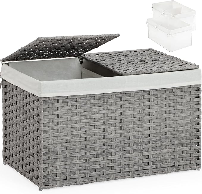 Storage Basket with Lid Wicker Baskets by SETVSON