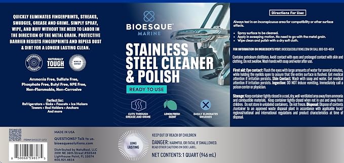 Bioesque Marine Stainless Steel Cleaner & Polish, 32 Fluid Ounce - Image 2