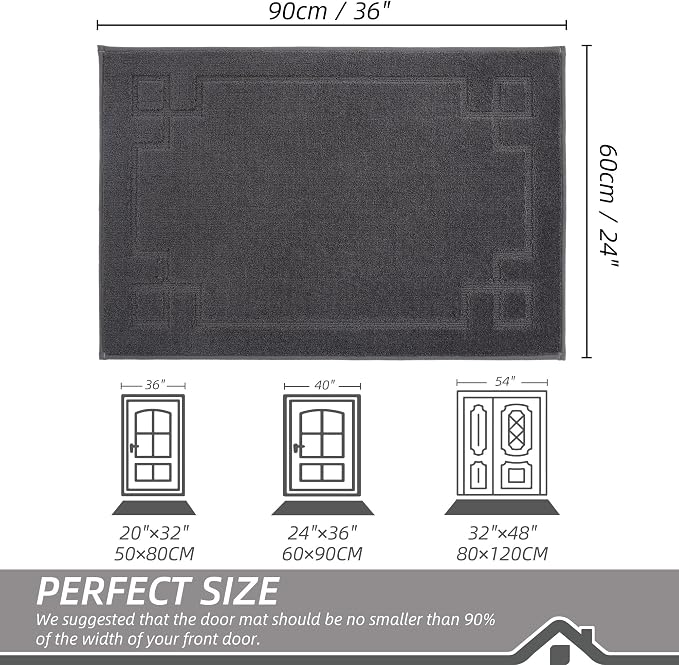 BEQHAUSE Door Mat 24" x 36", Non-Slip Door Mats Indoor Entryway Rugs Washable - Image 2