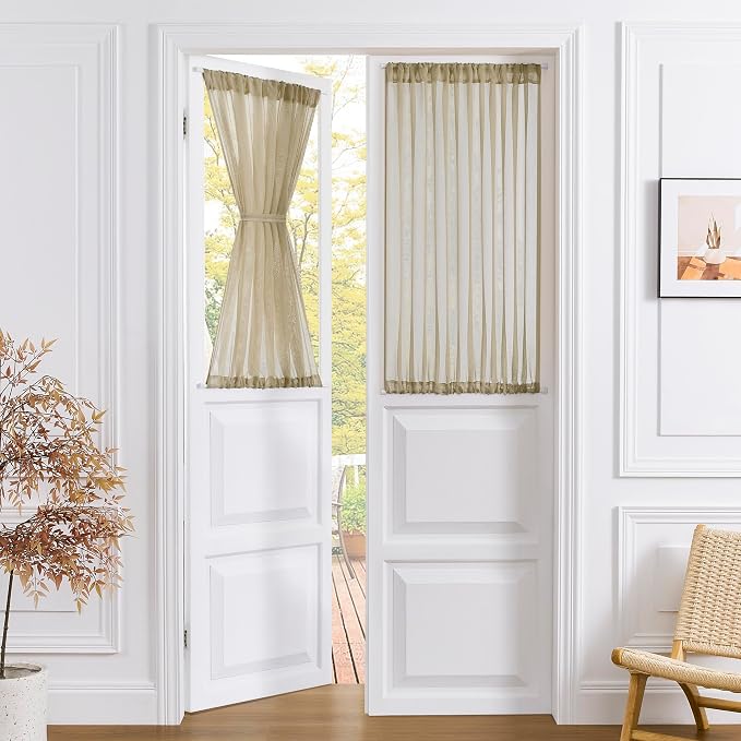 Tollpiz Sheer Door Curtains Closet Linen Textured Curtain Sheers Doorway Light by Tollpiz