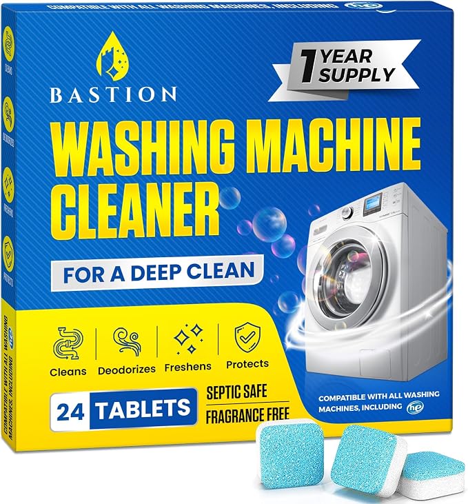 Washing Machine Cleaner Tablets 24 pack Powerful Descaler -Deep Cleaning by bastion