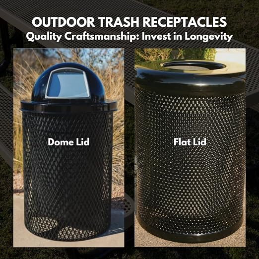 COATEDOUTDOORFURNITURE RDT-P-TXTLBL Heavy Duty Round Trash Receptacle - Image 4