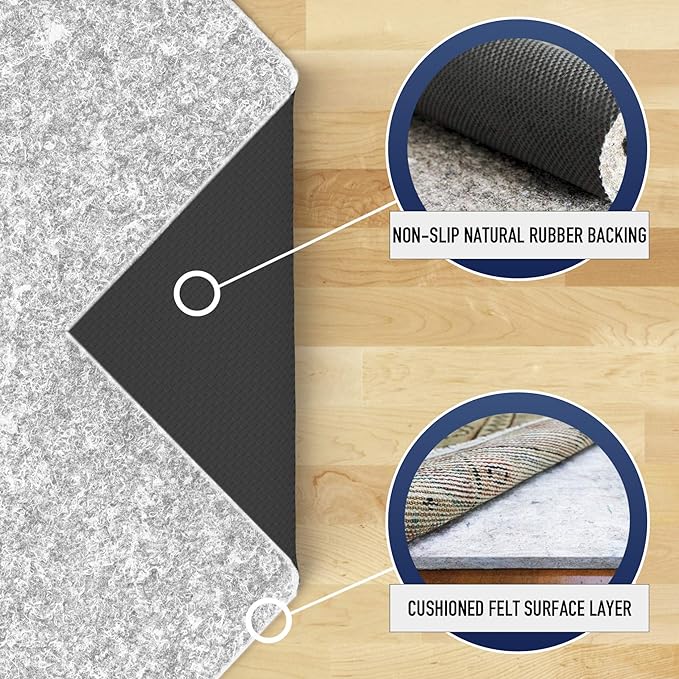 RUGPADUSA - Dual Surface - 2'x3' - 1/4" Thick - Felt + Rubber - Non-Slip - Image 3