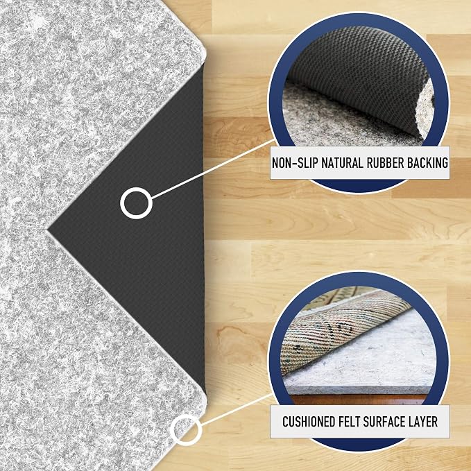 RUGPADUSA - Dual Surface - 6' Square - 1/4" Thick - Felt + Rubber - Non-Slip - Image 3