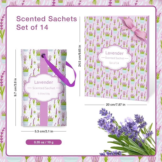 SCENTORINI Lavender Sachets for Drawers and Closets, Long-Lasting Sachets Bags - Image 2