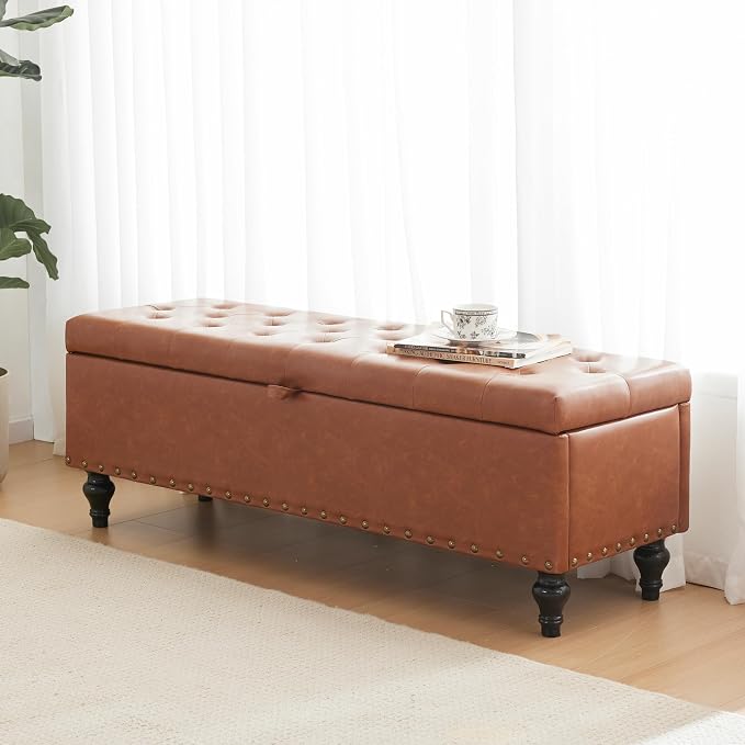 50" Storage Ottoman Bench, Tufted Ottoman by Mangodan