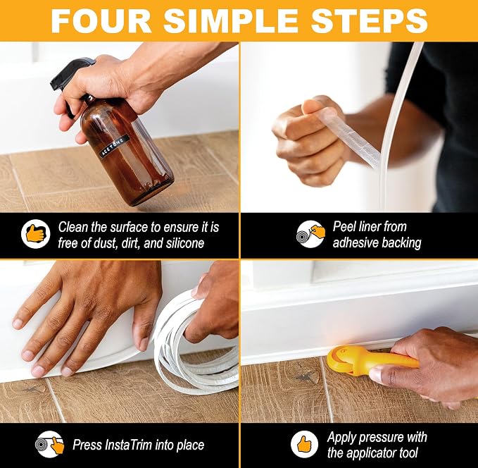 InstaTrim The Original Flexible Trim - 50ft White 3/4" Wide Caulk Tape - - Image 10