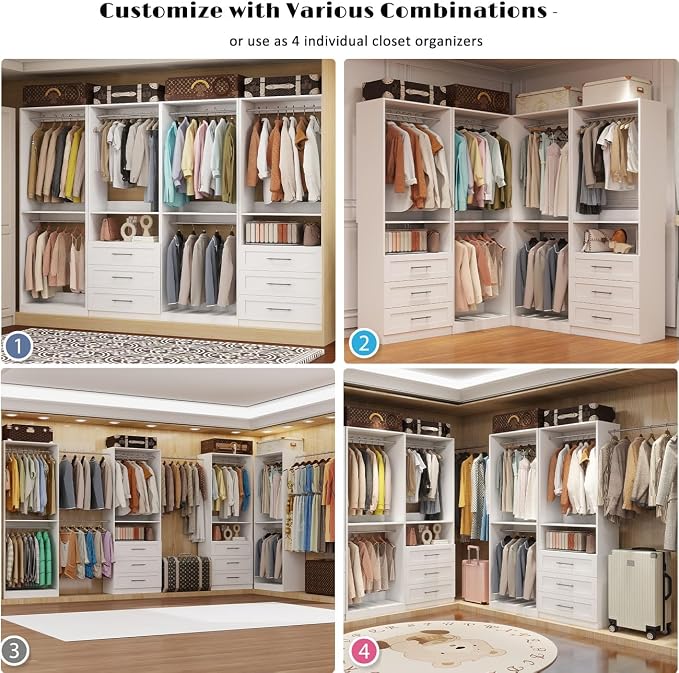Closet System with 4 Sets, 8FT Closet Organizer Systems with 6 Wooden Drawers & - Image 6