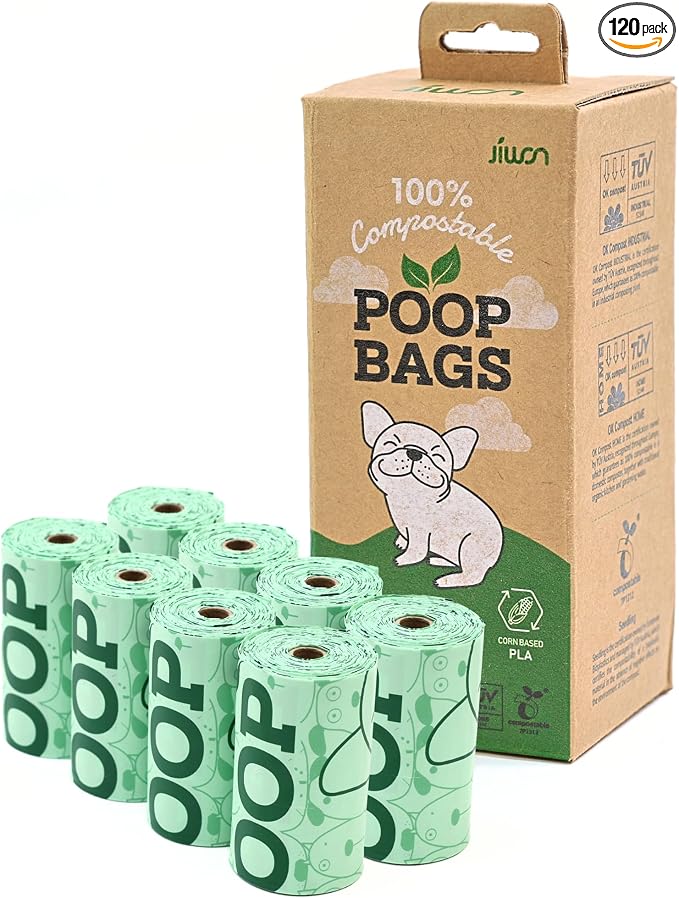 JIWON 100% Certified Home Compostable Dog Poop Bags, OK Compost & Seedling by JIWON