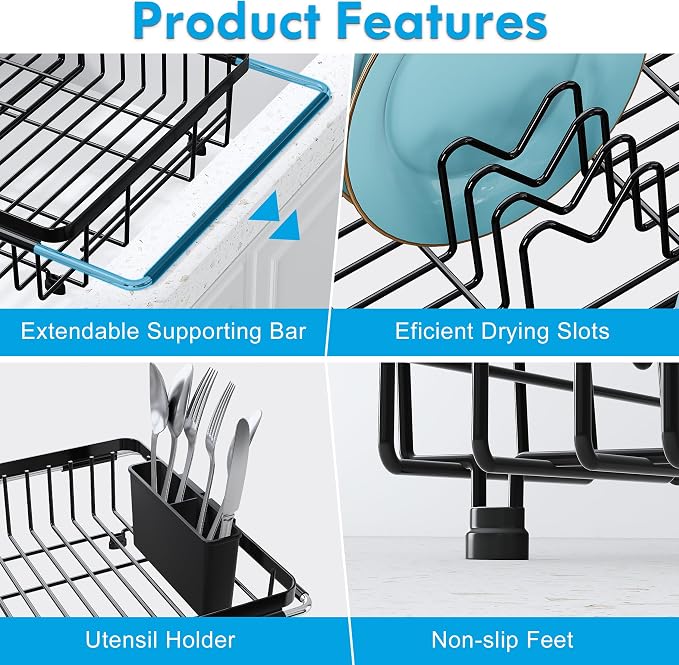 JASIWAY in Sink Dish Drying Rack, Expandable Stainless Steel Dish Drainers - Image 5
