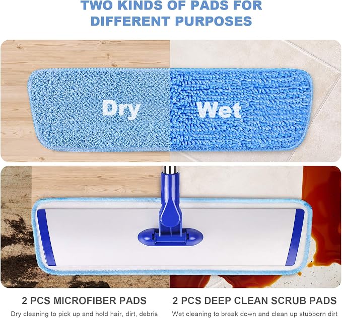 18" Professional Microfiber Mop Floor Cleaning System, Flat Mop - Image 2