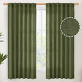 YoungsTex Olive Green Linen Curtains 63 Inch Length by YoungsTex