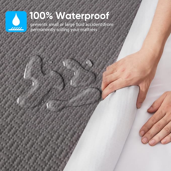 Hanherry 100% Waterproof Full Size Mattress Protector, Rayon Made from Bamboo - Image 3