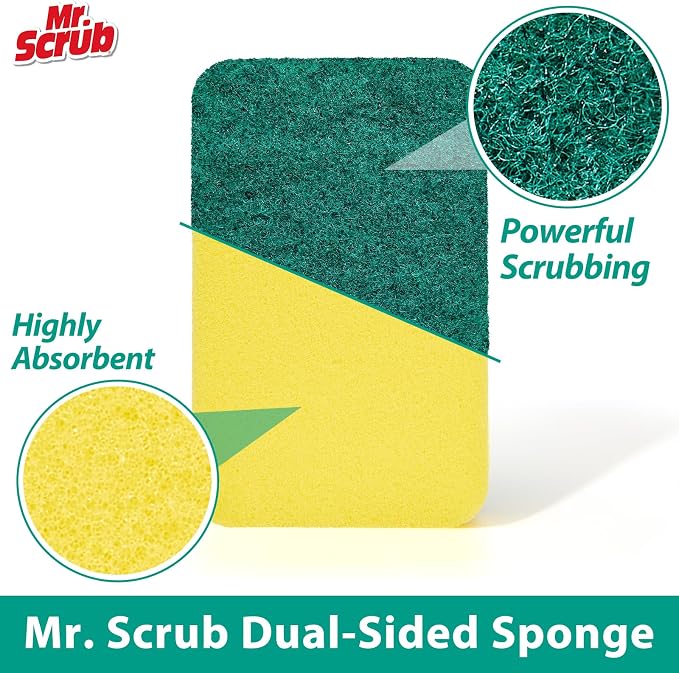 Sponges Kitchen Scrub Dish Sponge Scouring Pad, 48 Pack Cleaning Brush Scrubber - Image 3