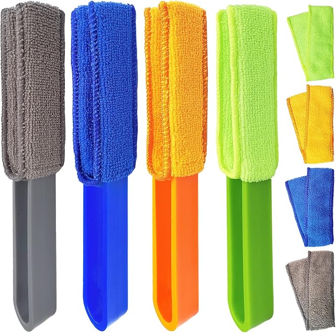 4 Pack Microfiber Blinds Duster, 4 Removable and Washable Sleeves, Cleaner by BAIDOON