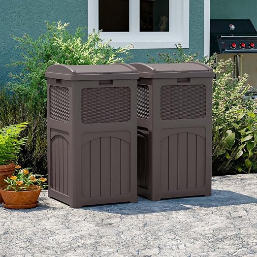 Patiowell 36 Gallon Outdoor Trash Can, Resin Outdoor Garbage Can - Image 2