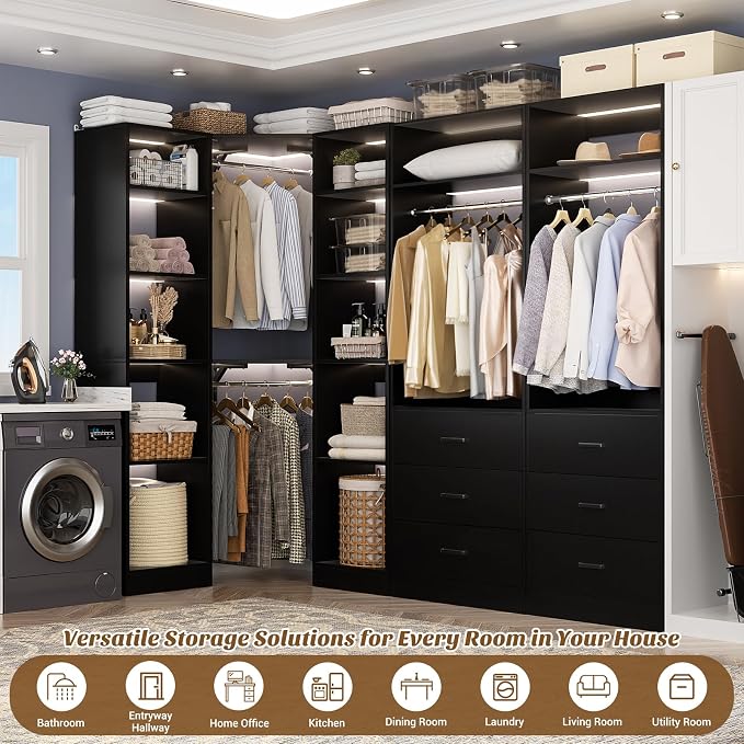 Corner Closet System with 6 Drawers, Closet Organizer System with 14 Shelves & - Image 6