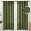 YoungsTex Olive Green Linen Semi Sheer Curtains 72 Inch Length by YoungsTex