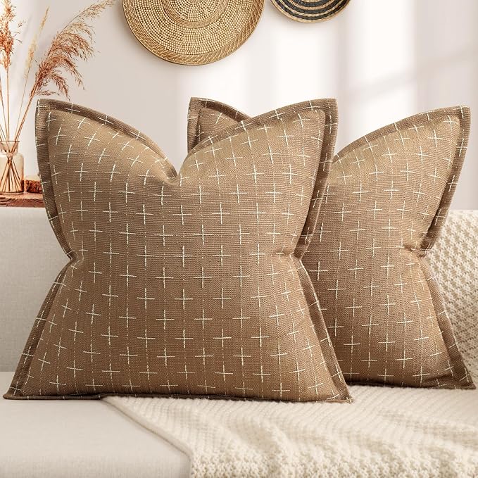 ZWJD Throw Pillow Pillow Covers 24x24 Set of 2 Soft Polyester Textured Pillow by ZWJD