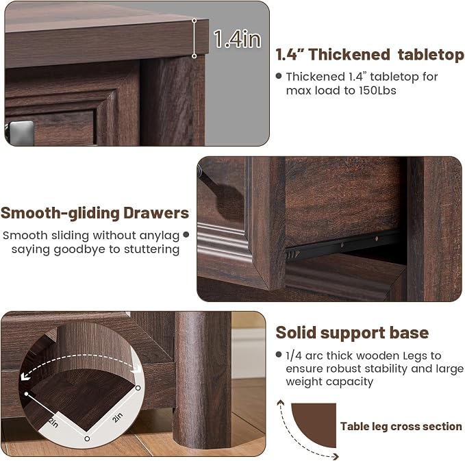Farmhouse 8 Drawer Dresser for Bedroom, 43.3" Wide Dresser TV Stand, Storage - Image 6