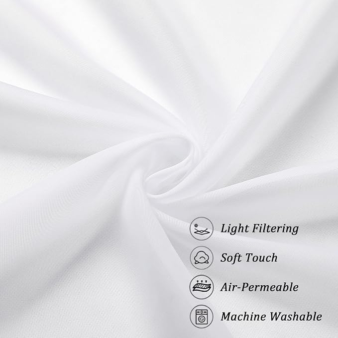 Chyhomenyc White Sheer Curtains 54 Inch Long 2 Panels Set, Short Voile Rod - Image 5