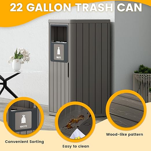Outdoor Trash Can, Waterproof Resin Garbage Can Indoor and Outdoor Use - Image 4