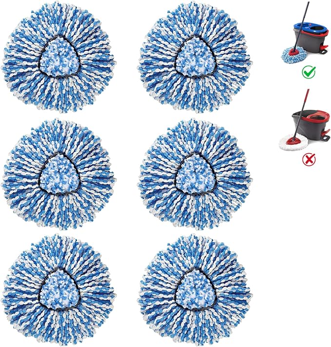 BonusLife 6-Pack Mop Head for O-Ceda RinseClean Spin Mop Refill 2-Tank System by BonusLifeInc