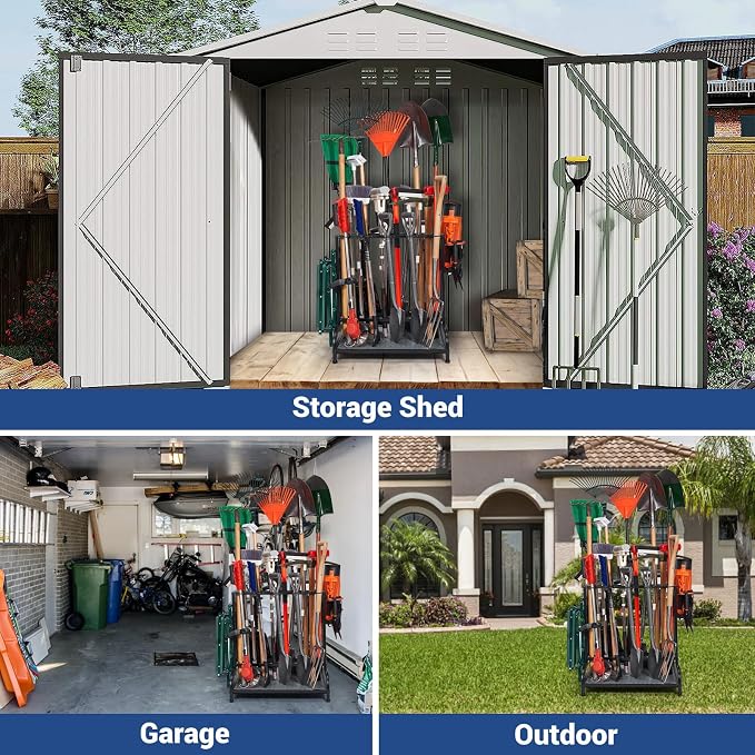 Garden Tool Organizer, Yard Tools Rack Holds 55 Long-Handled Tools/Rakes/Brooms - Image 4
